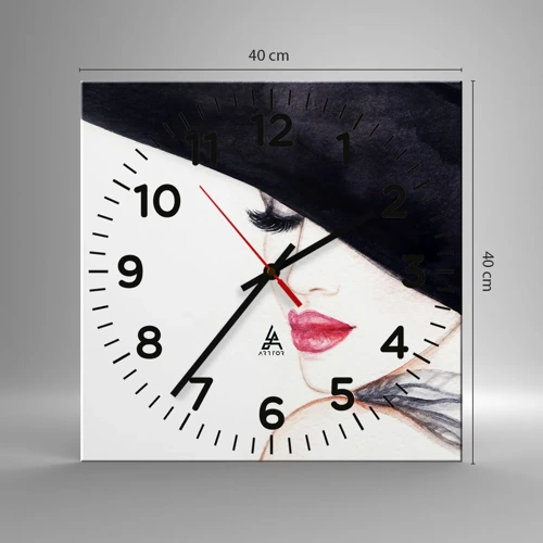 Reloj de pared - Reloj de vidrio - Elegancia y sensualidad - 40x40 cm