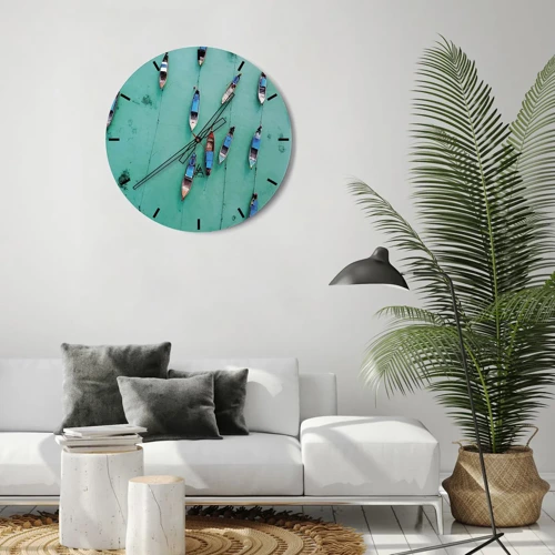 Reloj de pared - Reloj de vidrio - En alegre espera - 30x30 cm