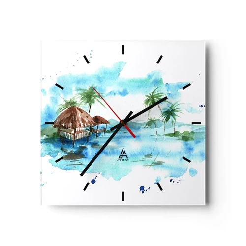 Reloj de pared - Reloj de vidrio - En algún lugar del Pacífico - 30x30 cm