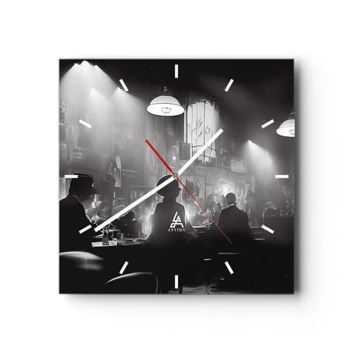 Reloj de pared - Reloj de vidrio - En clave de jazz - 30x30 cm