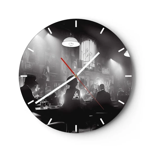 Reloj de pared - Reloj de vidrio - En clave de jazz - 30x30 cm