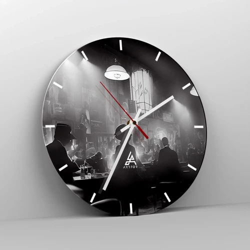 Reloj de pared - Reloj de vidrio - En clave de jazz - 30x30 cm