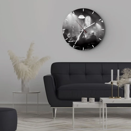 Reloj de pared - Reloj de vidrio - En clave de jazz - 30x30 cm