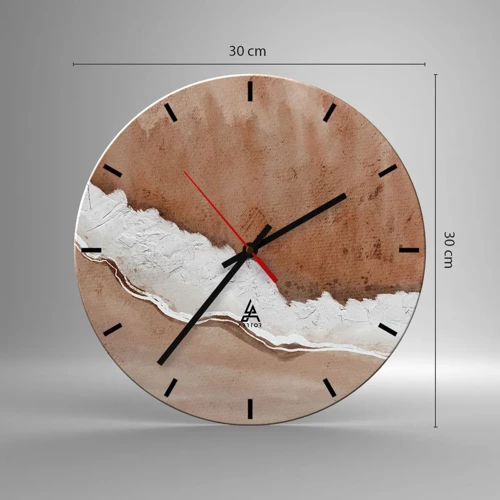 Reloj de pared - Reloj de vidrio - En colores terrosos - 30x30 cm
