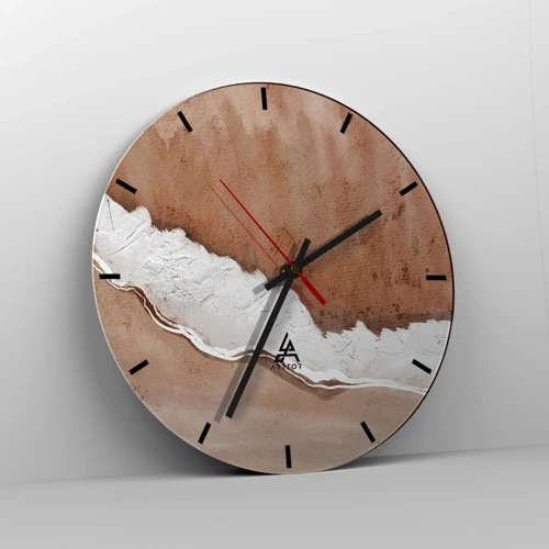 Reloj de pared - Reloj de vidrio - En colores terrosos - 30x30 cm