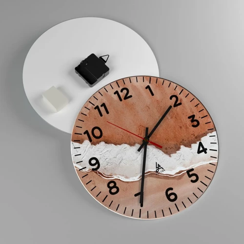 Reloj de pared - Reloj de vidrio - En colores terrosos - 30x30 cm