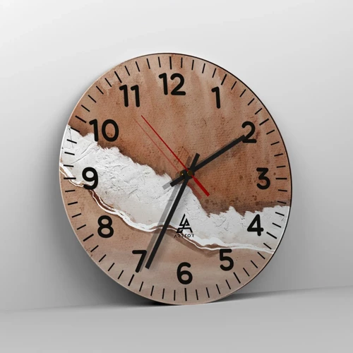 Reloj de pared - Reloj de vidrio - En colores terrosos - 40x40 cm