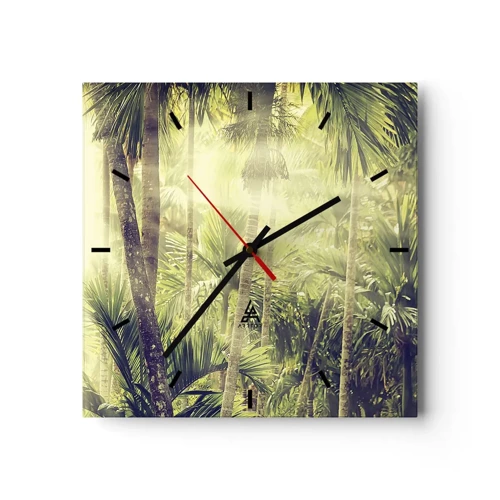 Reloj de pared - Reloj de vidrio - En el cálido verde - 30x30 cm