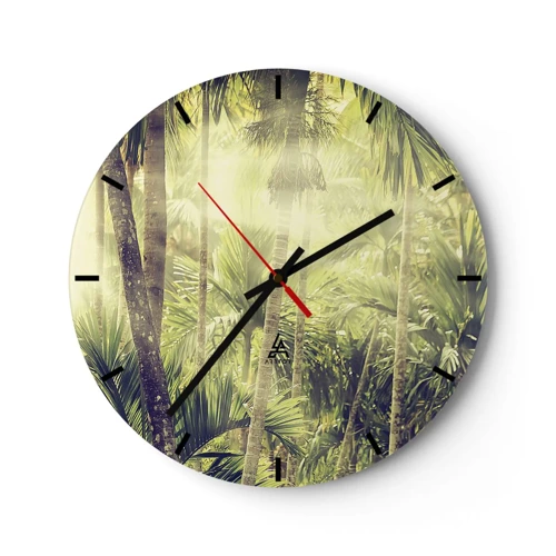 Reloj de pared - Reloj de vidrio - En el cálido verde - 30x30 cm