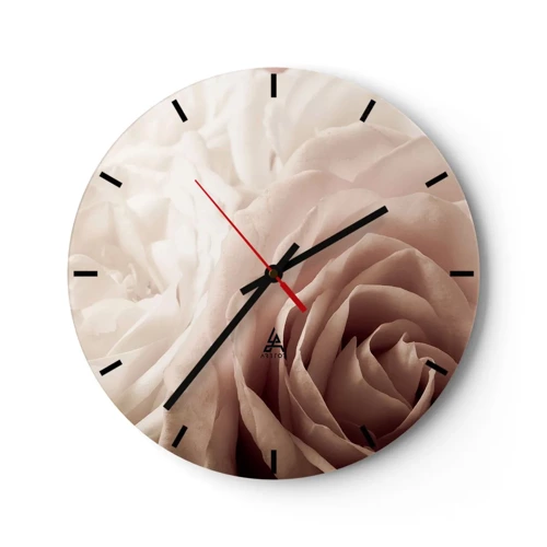 Reloj de pared - Reloj de vidrio - En el corazón de una rosa - 30x30 cm
