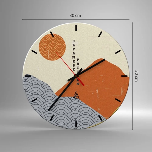 Reloj de pared - Reloj de vidrio - En el espíritu japonés - 30x30 cm