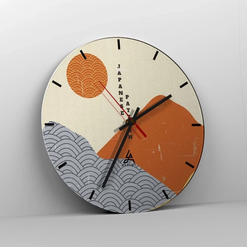 Reloj de pared - Reloj de vidrio - En el espíritu japonés - 30x30 cm