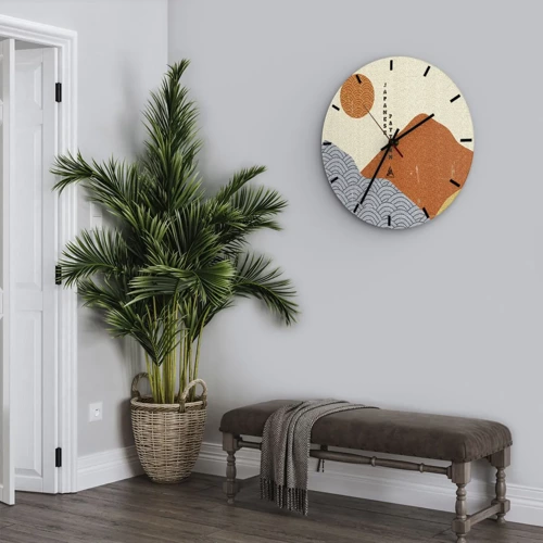 Reloj de pared - Reloj de vidrio - En el espíritu japonés - 30x30 cm