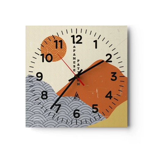 Reloj de pared - Reloj de vidrio - En el espíritu japonés - 30x30 cm