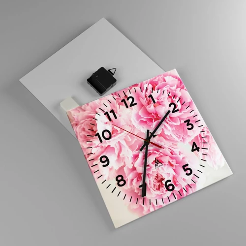 Reloj de pared - Reloj de vidrio - En el esplendor del rosa - 30x30 cm