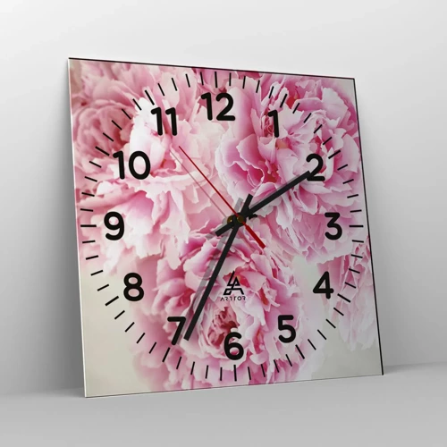 Reloj de pared - Reloj de vidrio - En el esplendor del rosa - 30x30 cm