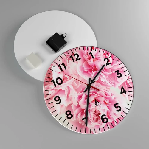 Reloj de pared - Reloj de vidrio - En el esplendor del rosa - 30x30 cm