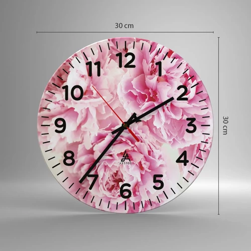 Reloj de pared - Reloj de vidrio - En el esplendor del rosa - 30x30 cm