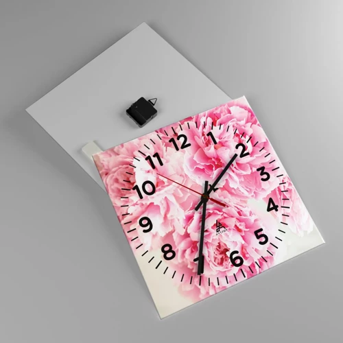 Reloj de pared - Reloj de vidrio - En el esplendor del rosa - 40x40 cm