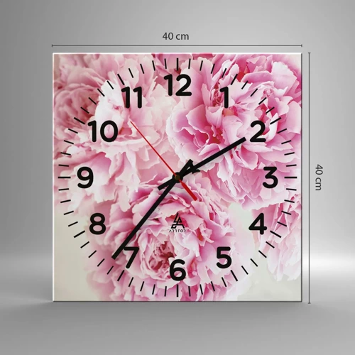 Reloj de pared - Reloj de vidrio - En el esplendor del rosa - 40x40 cm