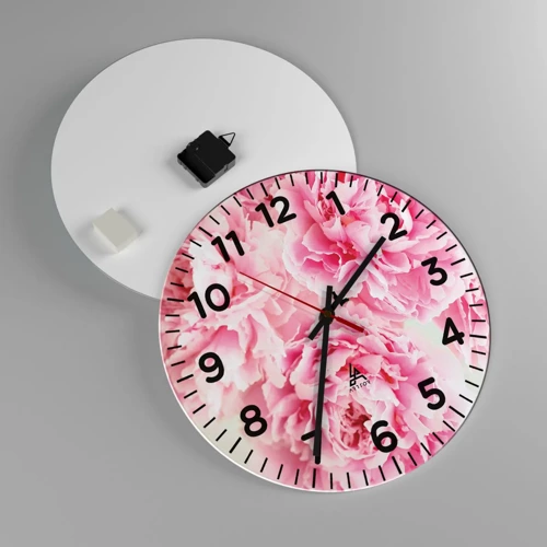 Reloj de pared - Reloj de vidrio - En el esplendor del rosa - 40x40 cm