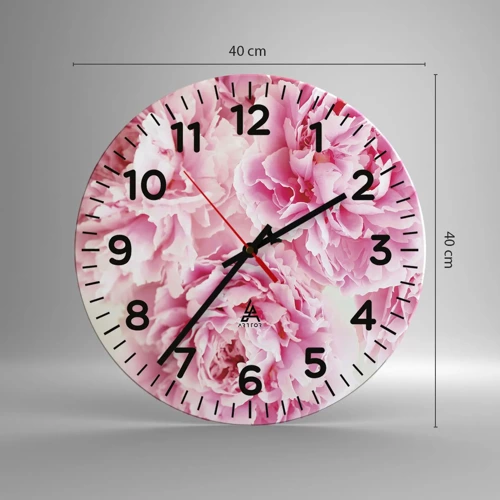 Reloj de pared - Reloj de vidrio - En el esplendor del rosa - 40x40 cm