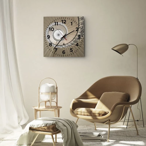 Reloj de pared - Reloj de vidrio - En el interior de una concha - 30x30 cm