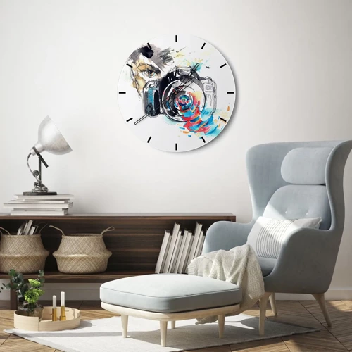 Reloj de pared - Reloj de vidrio - En el objetivo - 30x30 cm