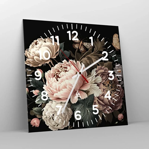 Reloj de pared - Reloj de vidrio - En estilo barroco - 30x30 cm