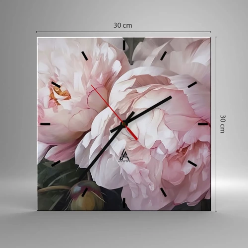 Reloj de pared - Reloj de vidrio - En flor - 30x30 cm