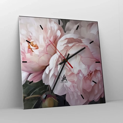 Reloj de pared - Reloj de vidrio - En flor - 30x30 cm