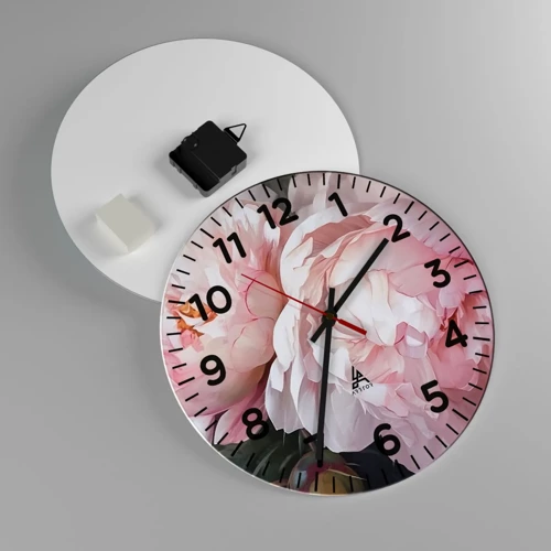 Reloj de pared - Reloj de vidrio - En flor - 30x30 cm