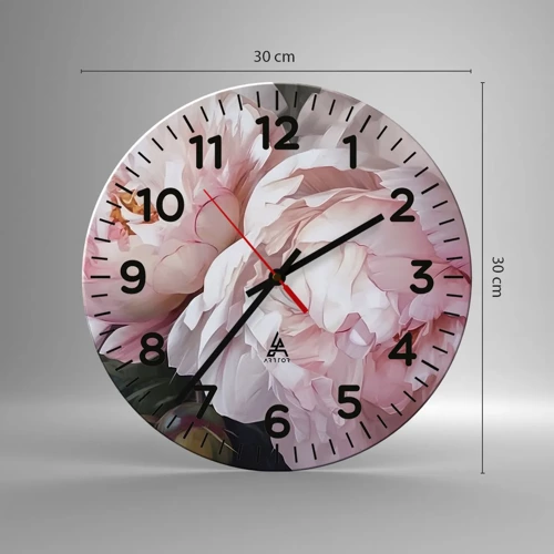 Reloj de pared - Reloj de vidrio - En flor - 30x30 cm