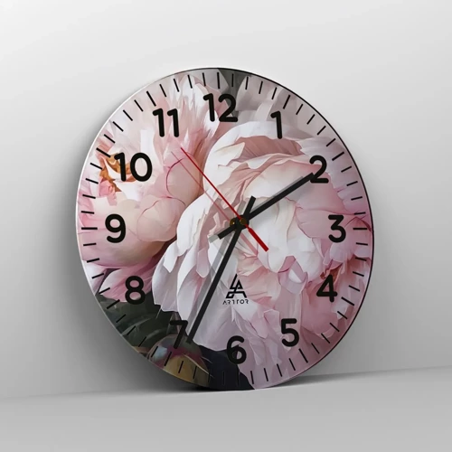 Reloj de pared - Reloj de vidrio - En flor - 30x30 cm