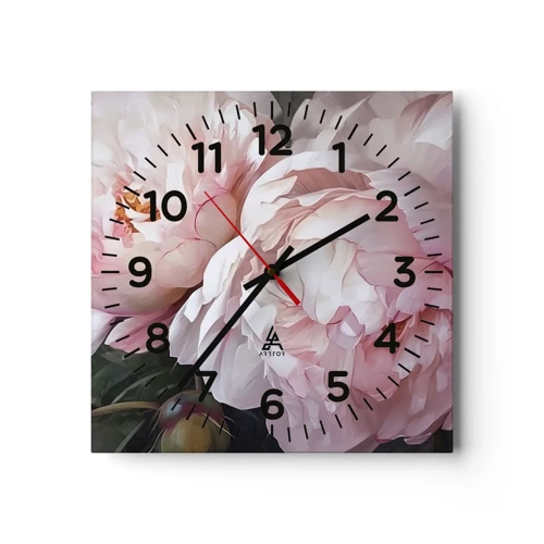 Reloj de pared - Reloj de vidrio - En flor - 40x40 cm