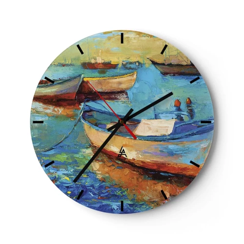 Reloj de pared - Reloj de vidrio - En la bahía sur - 30x30 cm