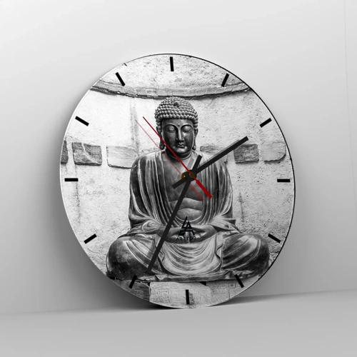 Reloj de pared - Reloj de vidrio - En la fuente de la paz - 40x40 cm