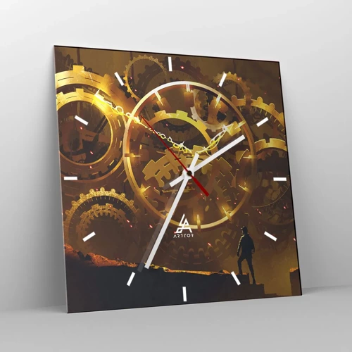 Reloj de pared - Reloj de vidrio - En la fuente del tiempo - 30x30 cm