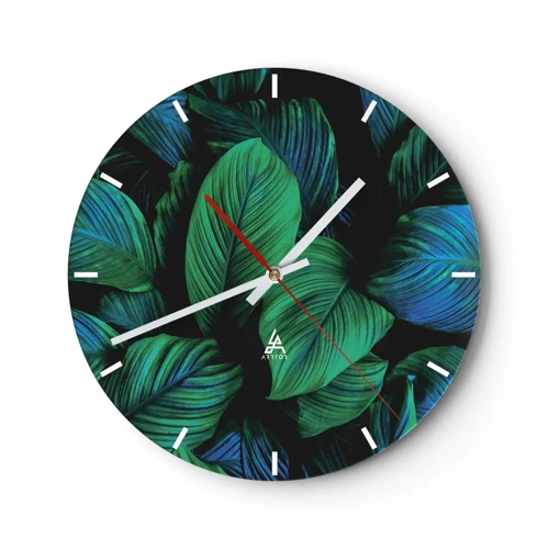 Reloj de pared - Reloj de vidrio - En la multitud verde - 30x30 cm