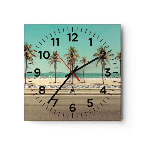 Reloj de pared - Reloj de vidrio - En la playa - 30x30 cm