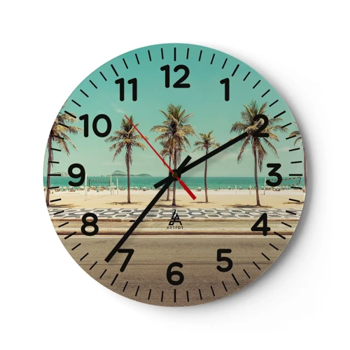 Reloj de pared - Reloj de vidrio - En la playa - 30x30 cm