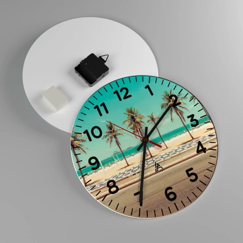 Reloj de pared - Reloj de vidrio - En la playa - 30x30 cm