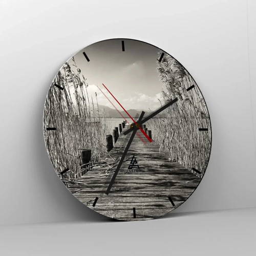 Reloj de pared - Reloj de vidrio - En la quietud de los juncos - 30x30 cm