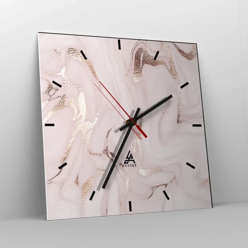 Reloj de pared - Reloj de vidrio - En rosa - 30x30 cm