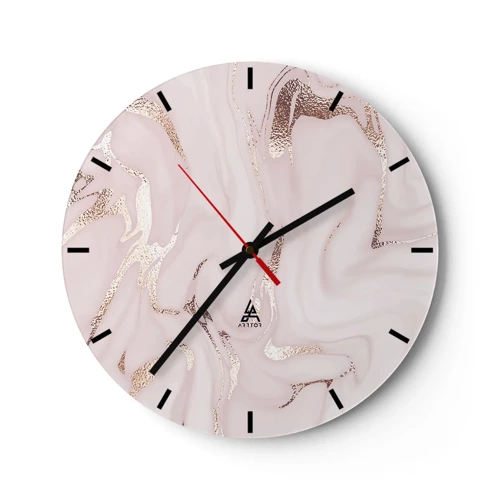 Reloj de pared - Reloj de vidrio - En rosa - 30x30 cm