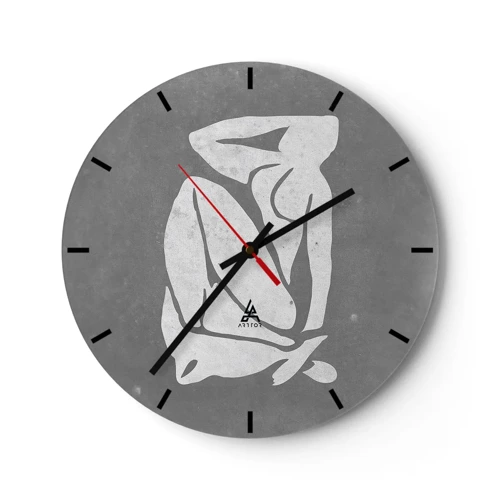 Reloj de pared - Reloj de vidrio - En sus pensamientos - 30x30 cm