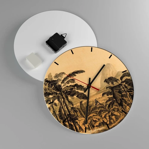 Reloj de pared - Reloj de vidrio - En un ambiente colonial - 30x30 cm