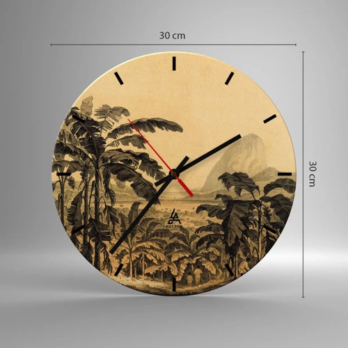 Reloj de pared - Reloj de vidrio - En un ambiente colonial - 30x30 cm