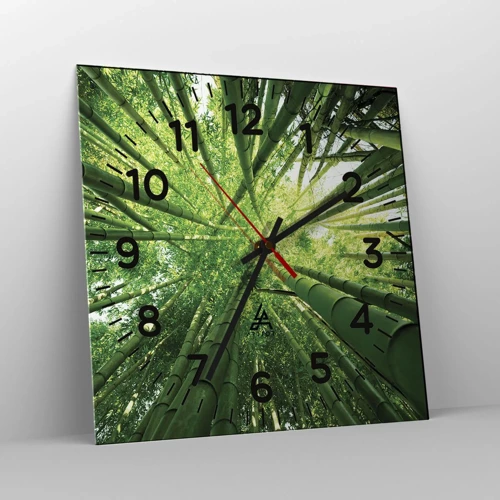 Reloj de pared - Reloj de vidrio - En un bosquecillo de bambú - 30x30 cm