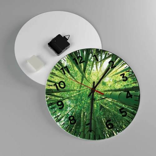 Reloj de pared - Reloj de vidrio - En un bosquecillo de bambú - 30x30 cm